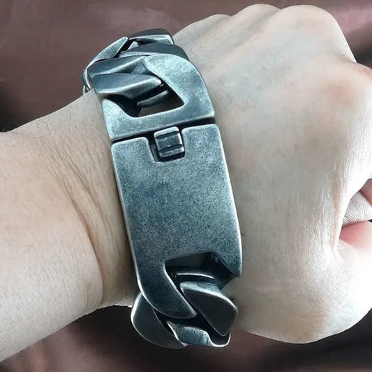 Heavy 24Mm Width 18 20 22 24 26Cm Length Retro Tone Hip Hop Cuban Bracelet B278 - 24Mm - WORLD TIME VISITS