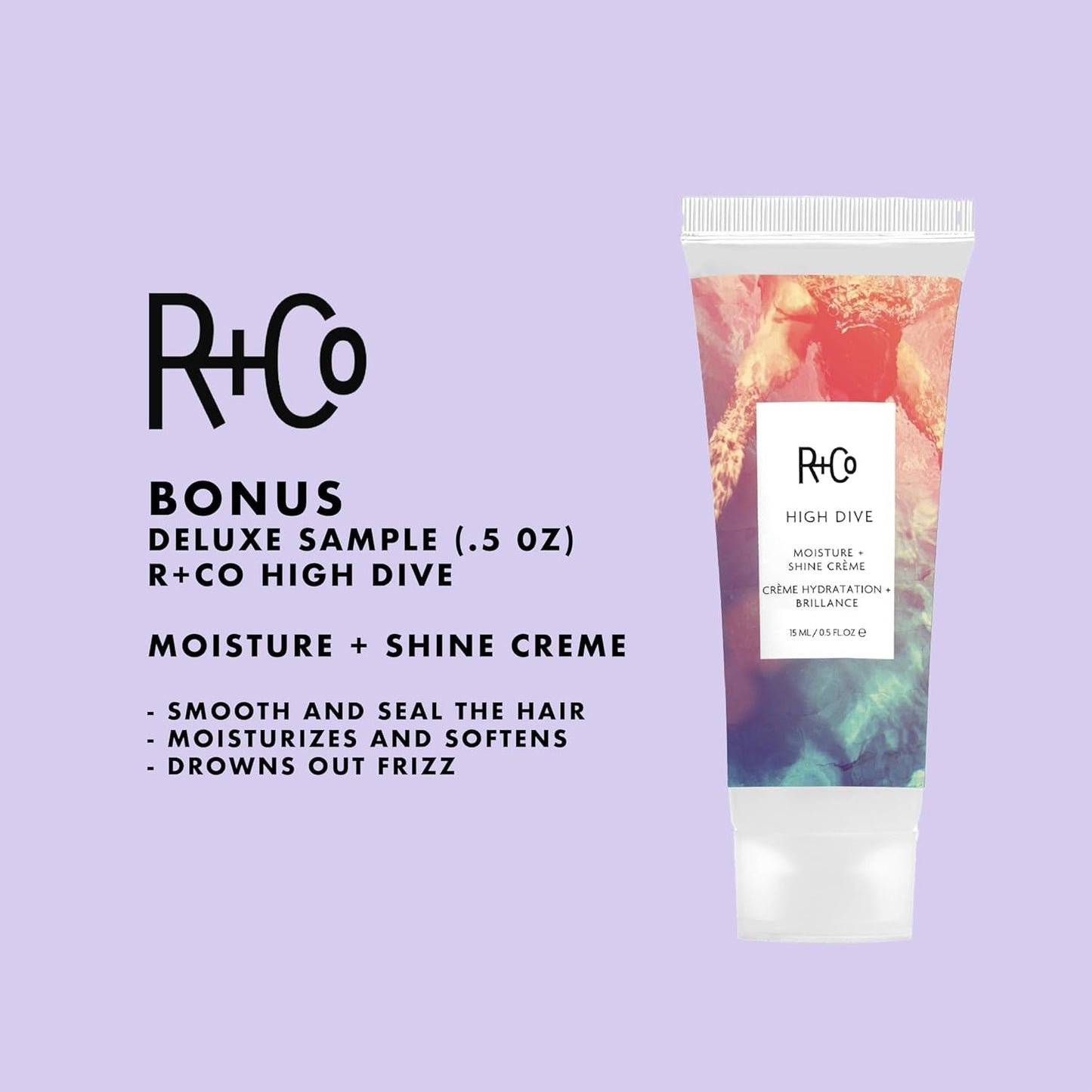High Dive Moisture and Shine Crème (5 Oz) + Bonus Travel Size (.5 Oz) | Deep Hydration + Softens + Eliminates Frizz | Vegan + Cruelty-Free | Set of 2