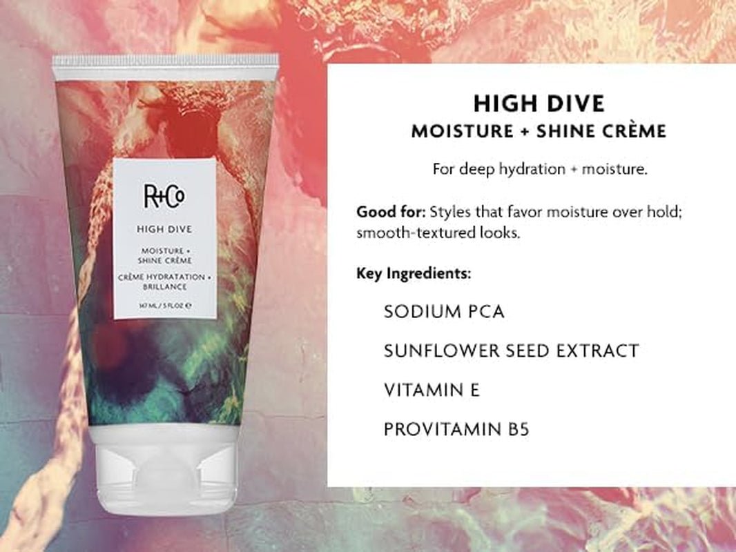 High Dive Moisture and Shine Crème (5 Oz) + Bonus Travel Size (.5 Oz) | Deep Hydration + Softens + Eliminates Frizz | Vegan + Cruelty - Free | Set of 2 - WORLD TIME VISITS