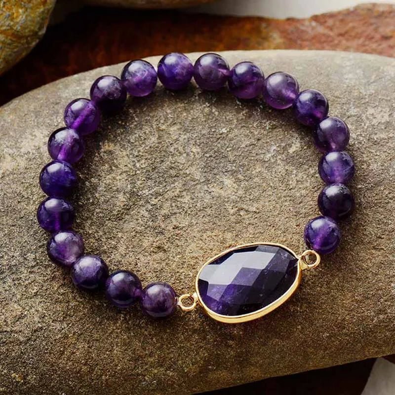 High End Women Bracelets Labradorite Stretch Bracelets Natural Stone Charm Elastic Statement Bracelet Jewelry laboratory