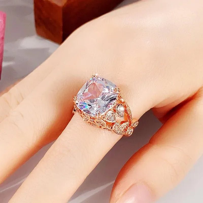 High Quality 4 Prong Setting White Sapphire Leaf Vine Rings for Women Bridal Wedding Luxury Ring Jewelry