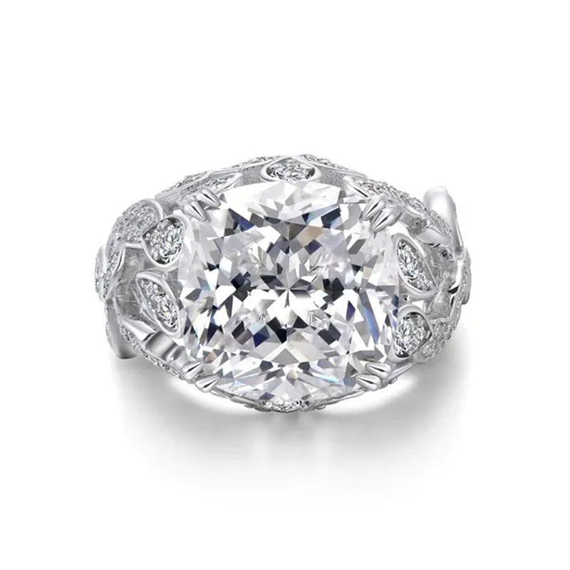 High Quality 4 Prong Setting White Sapphire Leaf Vine Rings for Women Bridal Wedding Luxury Ring Jewelry