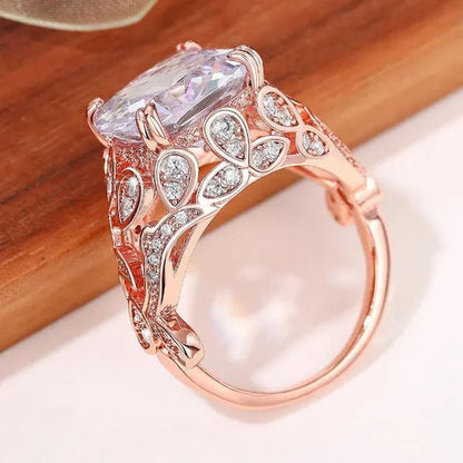 High Quality 4 Prong Setting White Sapphire Leaf Vine Rings for Women Bridal Wedding Luxury Ring Jewelry