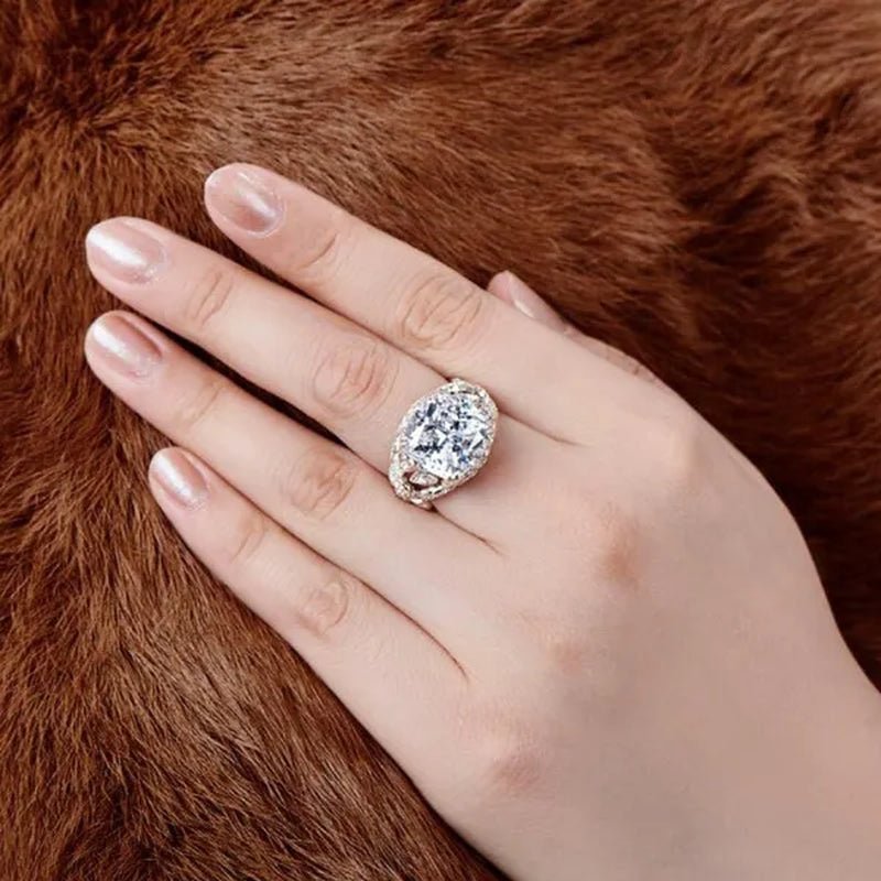 High Quality 4 Prong Setting White Sapphire Leaf Vine Rings for Women Bridal Wedding Luxury Ring Jewelry