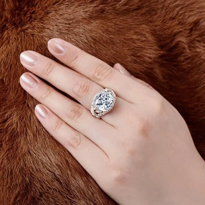 High Quality 4 Prong Setting White Sapphire Leaf Vine Rings for Women Bridal Wedding Luxury Ring Jewelry