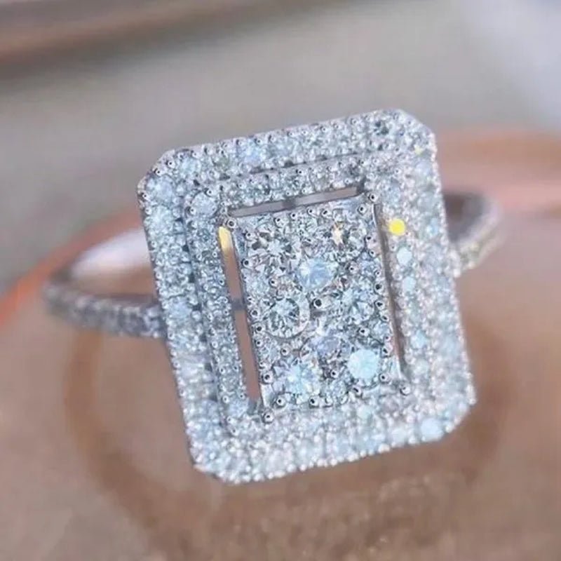 High Quality Micro Pave Cubic Zirconia Square Ring for Women Engagement Wedding Ring Jewelry Gift - WORLD TIME VISITS