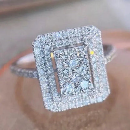 High Quality Micro Pave Cubic Zirconia Square Ring for Women Engagement Wedding Ring Jewelry Gift - WORLD TIME VISITS