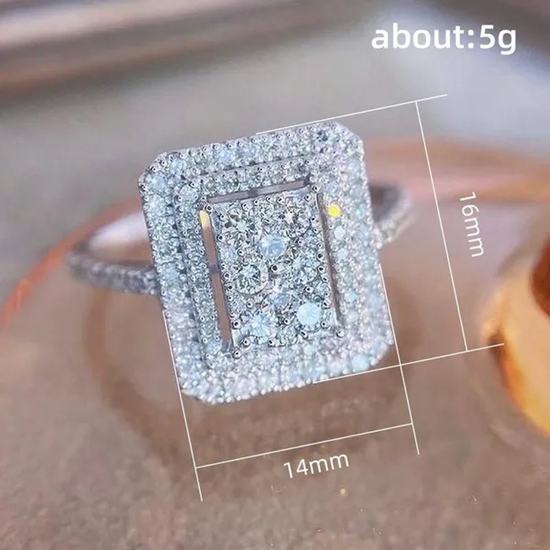 High Quality Micro Pave Cubic Zirconia Square Ring for Women Engagement Wedding Ring Jewelry Gift