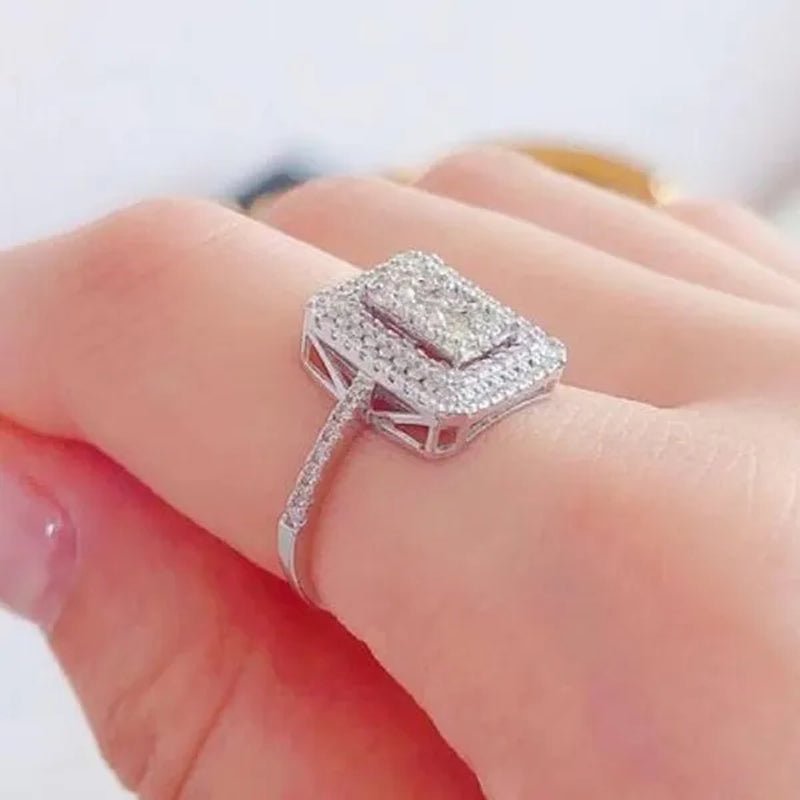 High Quality Micro Pave Cubic Zirconia Square Ring for Women Engagement Wedding Ring Jewelry Gift