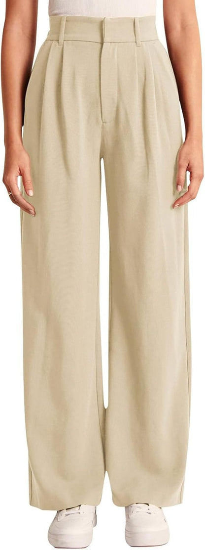 High Waisted Work Pants for Women Business Casual Outfits 2025 Office Dress Pants Trousers with Pockets - WORLD TIME VISITS