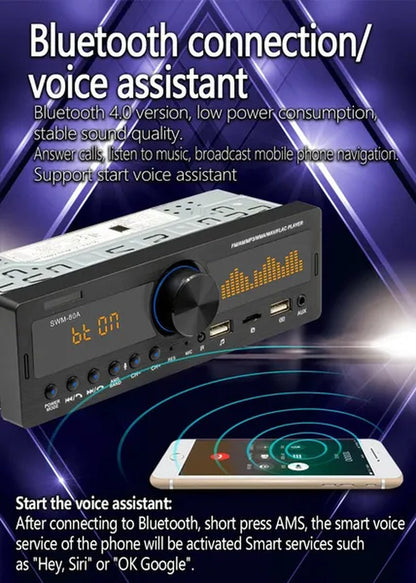 Hikity 1DIN In - Dash Car Radios Stereo Car MP3 Player Autoradio Bluetooth 12V Car Audio Music Support USB/SD/AUX - IN/AM/FM with Remote Control + Locate and Find the Car Function - WORLD TIME VISITS