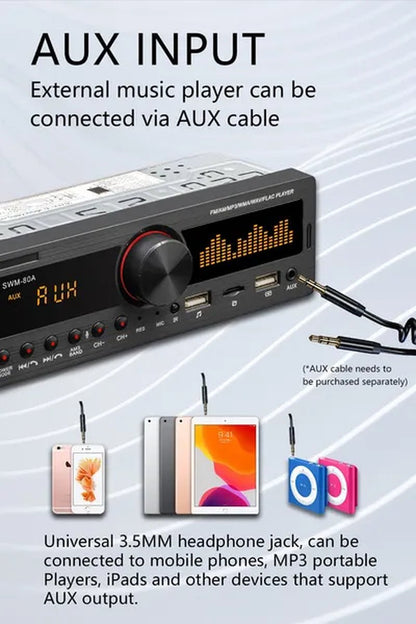 Hikity 1DIN In-Dash Car Radios Stereo Car MP3 Player Autoradio Bluetooth 12V Car Audio Music Support USB/SD/AUX-IN/AM/FM with Remote Control + Locate and Find the Car Function