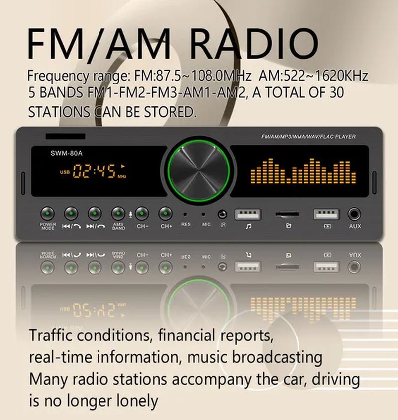 Hikity 1DIN In - Dash Car Radios Stereo Car MP3 Player Autoradio Bluetooth 12V Car Audio Music Support USB/SD/AUX - IN/AM/FM with Remote Control + Locate and Find the Car Function - WORLD TIME VISITS