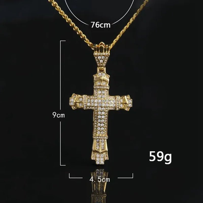 Hip hop cross exquisite men's fashion jewelry 18K gold/925 silver DIAMOND stainless steel pendant necklace