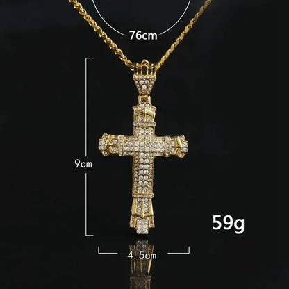 Hip hop cross exquisite men's fashion jewelry 18K gold/925 silver DIAMOND stainless steel pendant necklace