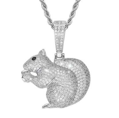 Hip Hop Diamond Cute Little Squirrel Animal Men and Women Necklace Accessories - WORLD TIME VISITS