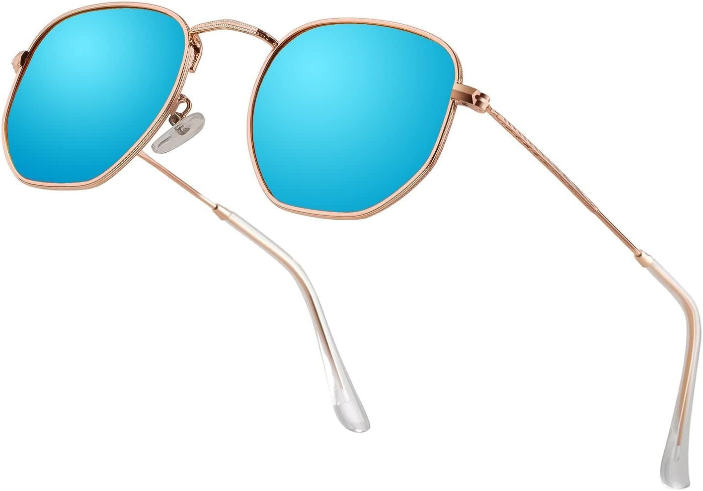 Hipster Hexagonal Polarized Sunglasses Men Women Geometric Square Small Vintage Metal Frame Retro Shade Glasses - WORLD TIME VISITS