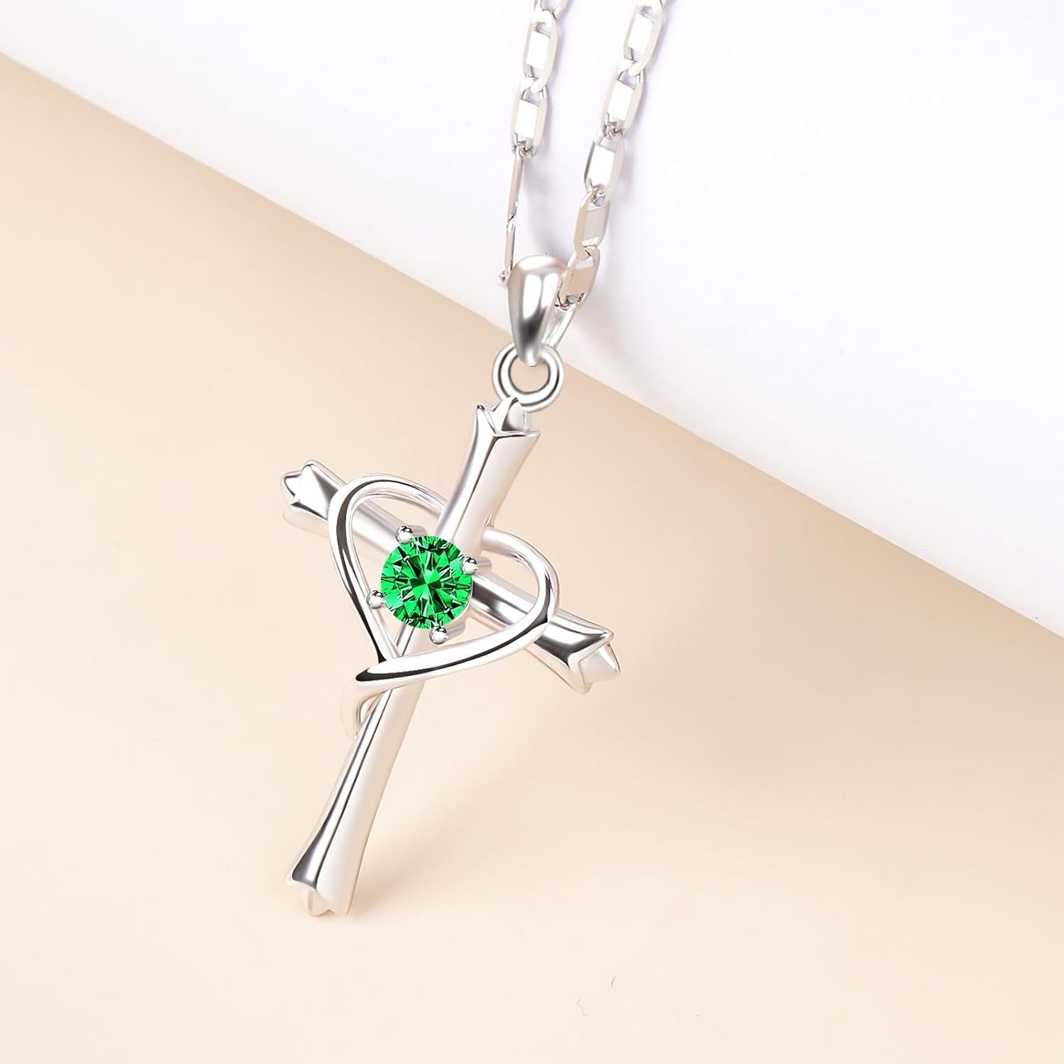 Hoh - Tech Cross Necklace for Women 925 Sterling Silver 5A CZ Birthstone Cross Pendant Necklaces Cross Jewelry Valentine'S Birthday Anniversary Wedding Christmas Mothers Day Gifts for Mom Wife - WORLD TIME VISITS
