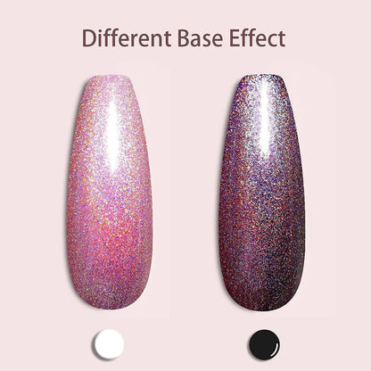Holographic Gel Nail Polish Glitter: Led UV Gel Polish Sparkle Color Soak off Nail Art Gel DIY Design Manicure 1 PCS 8ML Rose Purple
