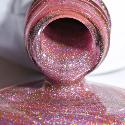 Holographic Gel Nail Polish Glitter: Led UV Gel Polish Sparkle Color Soak off Nail Art Gel DIY Design Manicure 1 PCS 8ML Rose Purple - WORLD TIME VISITS