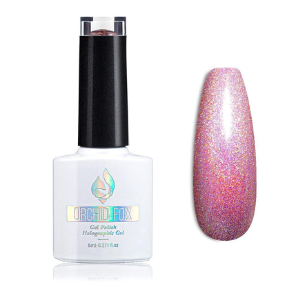 Holographic Gel Nail Polish Glitter: Led UV Gel Polish Sparkle Color Soak off Nail Art Gel DIY Design Manicure 1 PCS 8ML Rose Purple - WORLD TIME VISITS