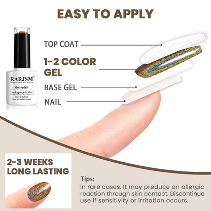 Holographic Nail Polish Caramel Brown Gel Polish Mermaid Unicorn Effect Soak off Nail Gel Curing Required Nail Art Home Gel Manicure