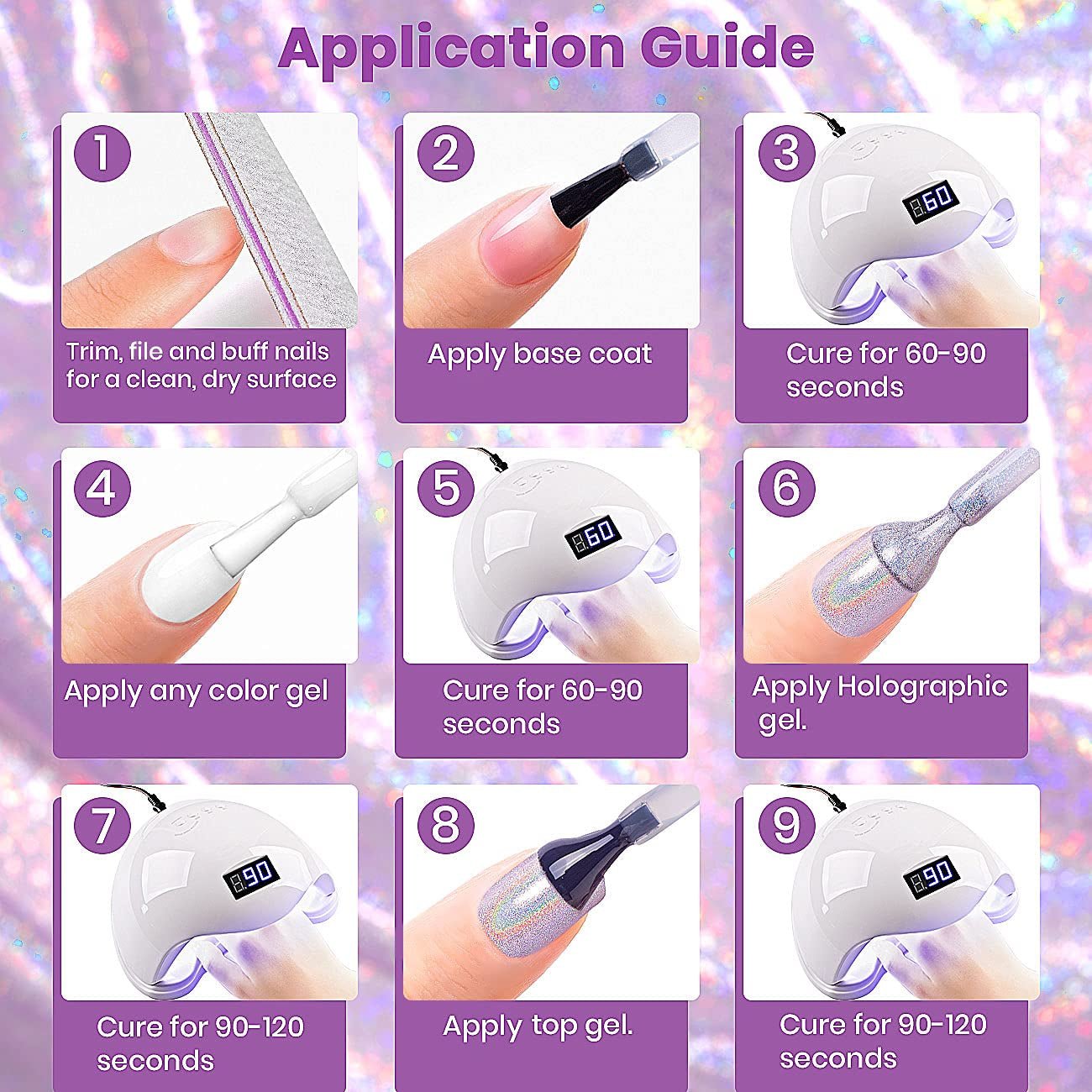 Holographic Nail Polish Rose Gold Gel Nail Polish with Mermaid Unicorn Effect Glitter Gel Nail Polish RAR73 Suitable for Spring Summer