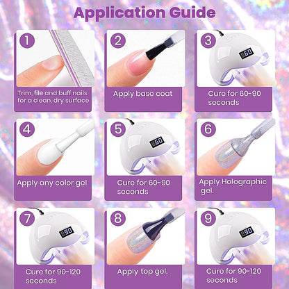 Holographic Nail Polish Rose Gold Gel Nail Polish with Mermaid Unicorn Effect Glitter Gel Nail Polish RAR73 Suitable for Spring Summer