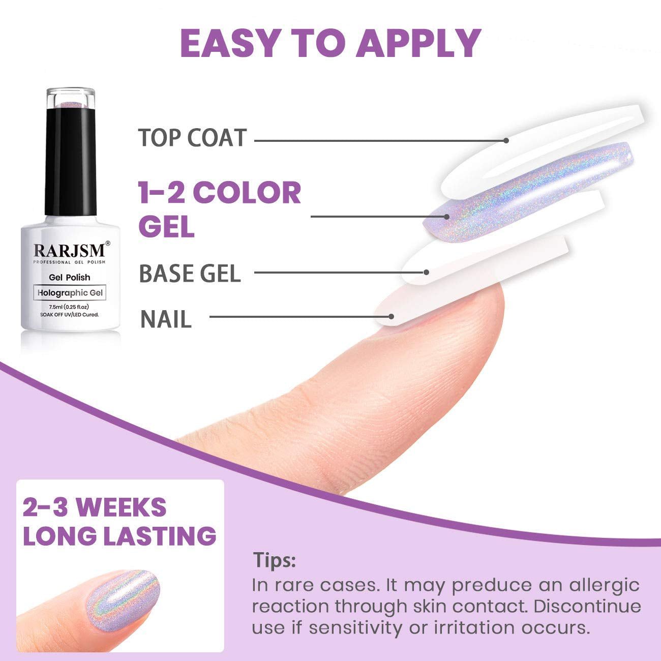 Holographic Nail Polish Rose Gold Gel Nail Polish with Mermaid Unicorn Effect Glitter Gel Nail Polish RAR73 Suitable for Spring Summer