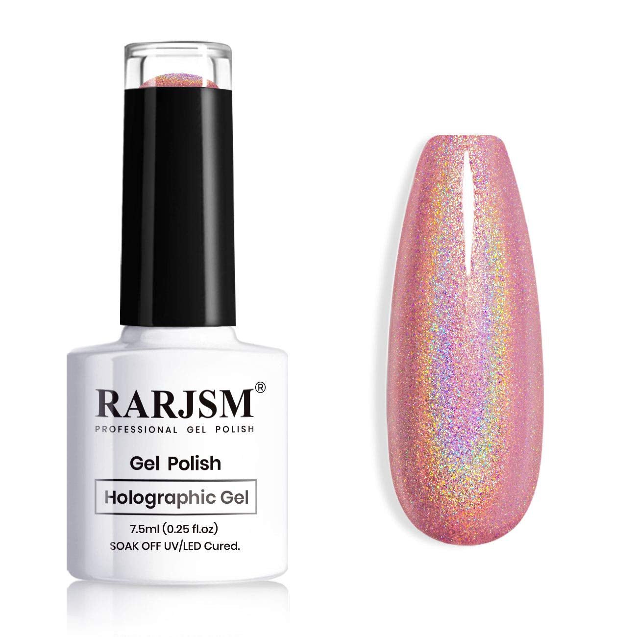 Holographic Nail Polish Rose Gold Gel Nail Polish with Mermaid Unicorn Effect Glitter Gel Nail Polish RAR73 Suitable for Spring Summer - WORLD TIME VISITS
