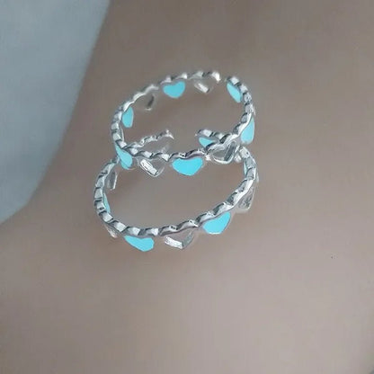 Hot Adjustable Heart Shape Luminous Ring Glow In The Dark  Ring Lady Glow Hollow Heart Love