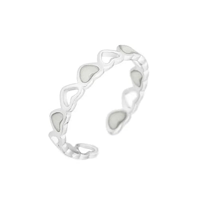 Hot Adjustable Heart Shape Luminous Ring Glow In The Dark  Ring Lady Glow Hollow Heart Love
