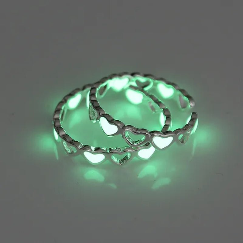 Hot Adjustable Heart Shape Luminous Ring Glow In The Dark Ring Lady Glow Hollow Heart Love - WORLD TIME VISITS