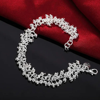 Hot Charm 925 Sterling Silver Bracelets Necklace Jewelry Set for Women Beautiful Fringe Line Frosted Beads Fashion Party Gifts