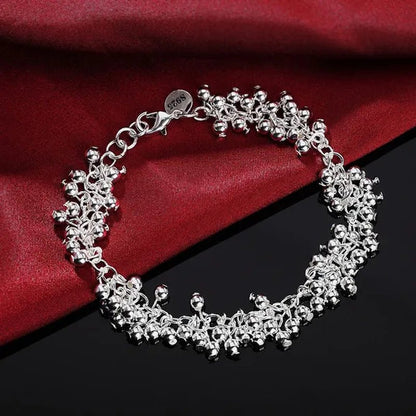 Hot Charm 925 Sterling Silver Bracelets Necklace Jewelry Set for Women Beautiful Fringe Line Frosted Beads Fashion Party Gifts