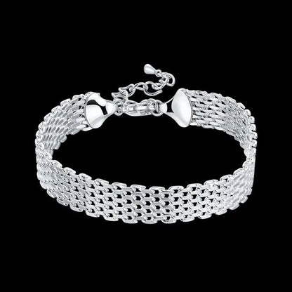 Hot New 925 Sterling Silver Bracelets for Women Exquisite Fashion Weaving Chain Fashion Wedding Party Gifts Jewelry