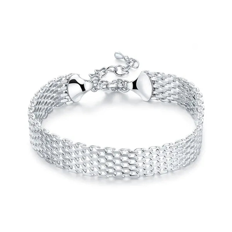 Hot New 925 Sterling Silver Bracelets for Women Exquisite Fashion Weaving Chain Fashion Wedding Party Gifts Jewelry