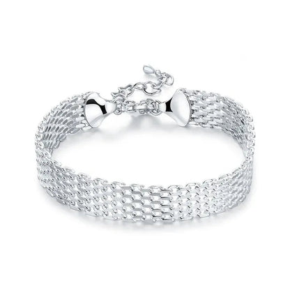 Hot New 925 Sterling Silver Bracelets for Women Exquisite Fashion Weaving Chain Fashion Wedding Party Gifts Jewelry