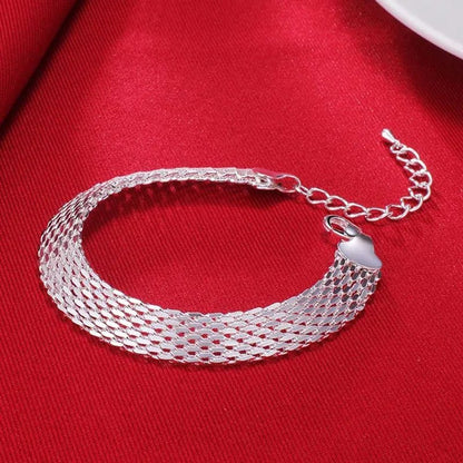 Hot New 925 Sterling Silver Bracelets for Women Exquisite Fashion Weaving Chain Fashion Wedding Party Gifts Jewelry