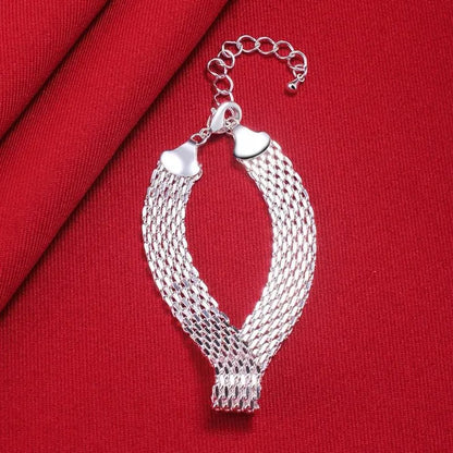 Hot New 925 Sterling Silver Bracelets for Women Exquisite Fashion Weaving Chain Fashion Wedding Party Gifts Jewelry