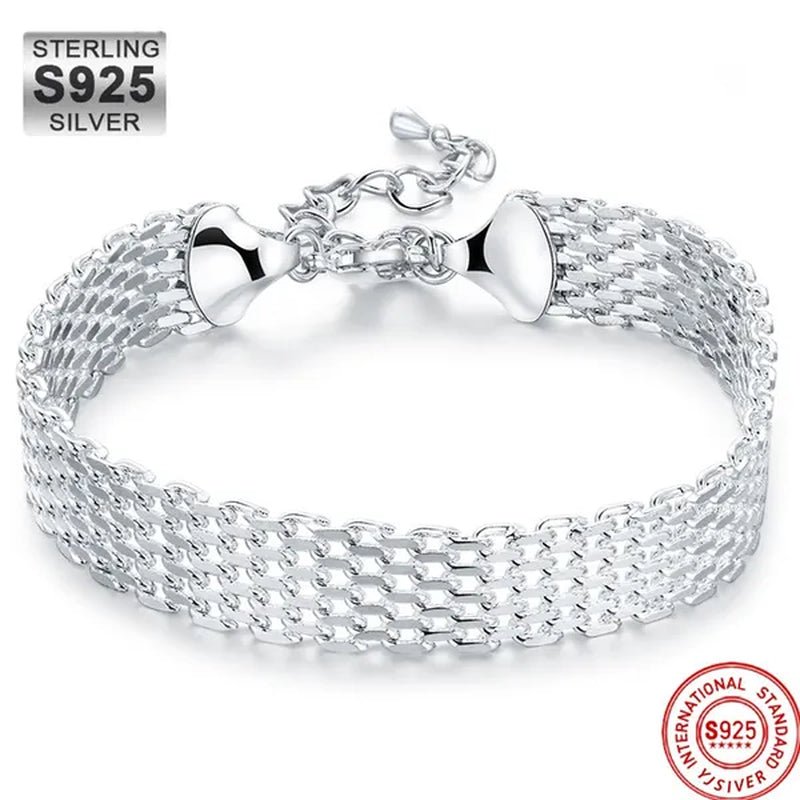 Hot New 925 Sterling Silver Bracelets for Women Exquisite Fashion Weaving Chain Fashion Wedding Party Gifts Jewelry - WORLD TIME VISITS