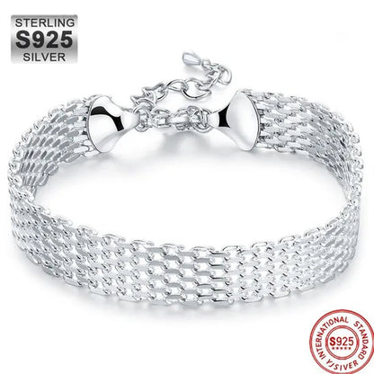 Hot New 925 Sterling Silver Bracelets for Women Exquisite Fashion Weaving Chain Fashion Wedding Party Gifts Jewelry - WORLD TIME VISITS