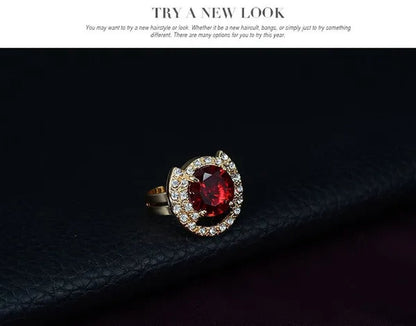 Hot Sale 18K Gold Plated Crystal Ruby Emerald Zircon Chunky Necklace Jewelry Set