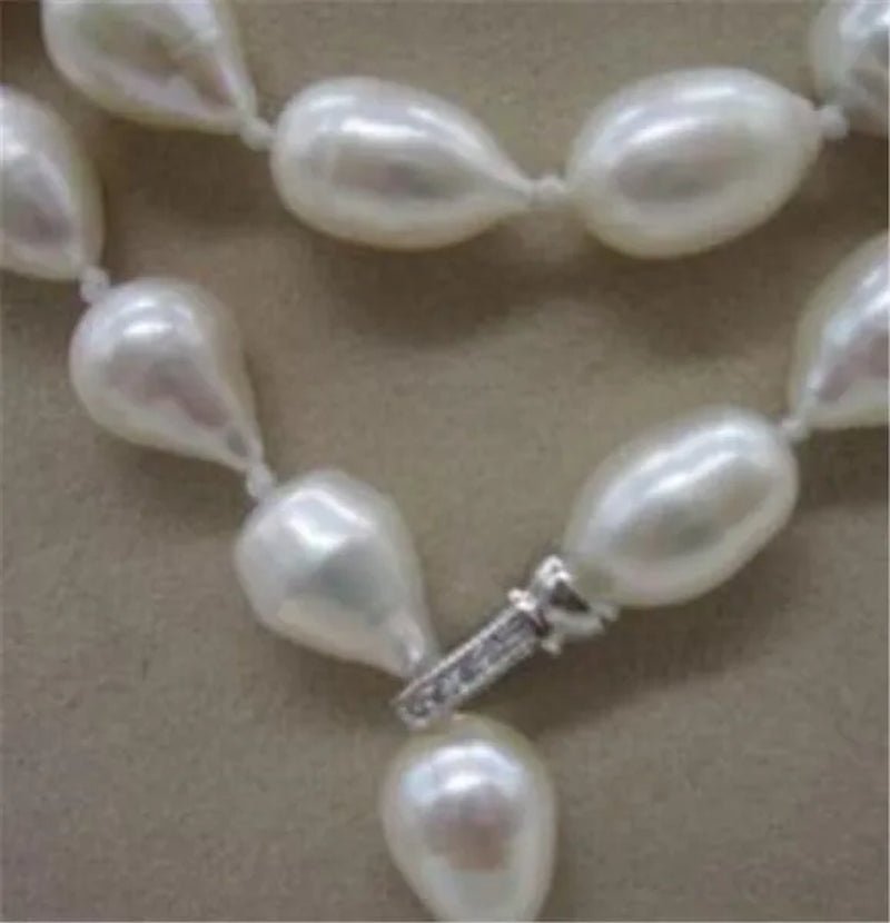 HOT SELL HOT 12-14MM NATURAL SOUTH SEA BAROQUE WHITE PEARL NECKLACE 35" BEAUTIFUL CLASP