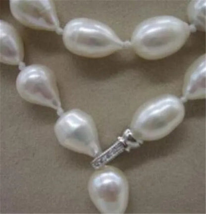 HOT SELL HOT 12-14MM NATURAL SOUTH SEA BAROQUE WHITE PEARL NECKLACE 35" BEAUTIFUL CLASP