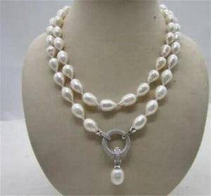 HOT SELL HOT 12-14MM NATURAL SOUTH SEA BAROQUE WHITE PEARL NECKLACE 35" BEAUTIFUL CLASP