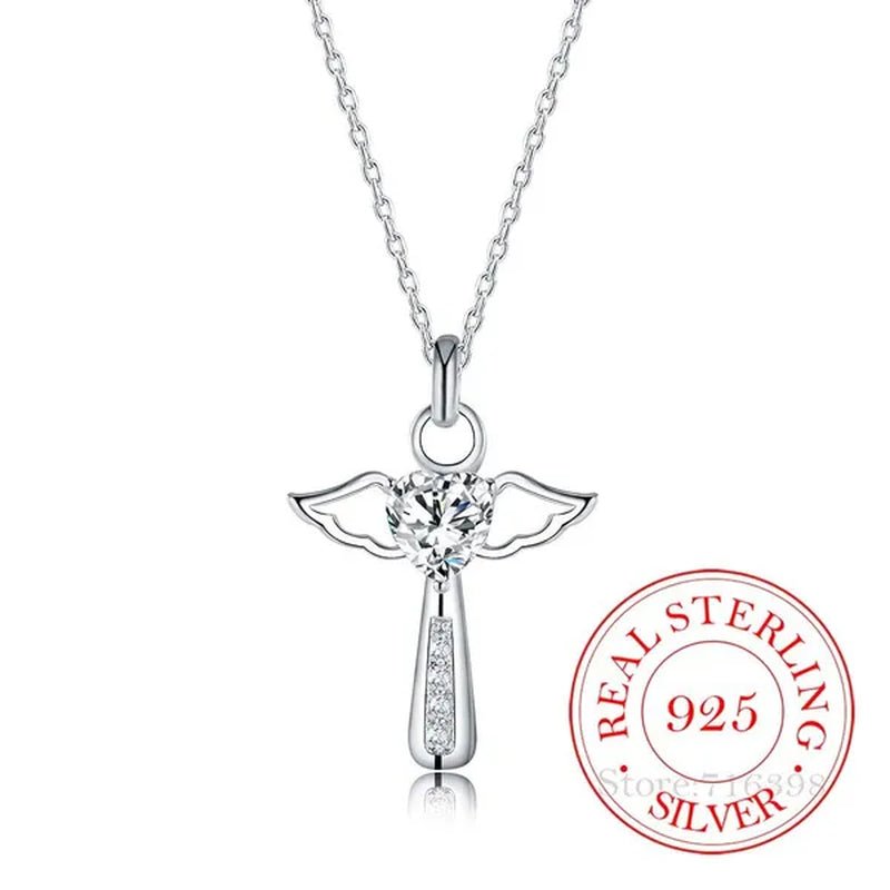 Hot Silver Creative Zircon Crystal Necklace Fine Jewelry Birthday Gifts 925 Sterling Silver Cross Pendant Necklace for Women Men - WORLD TIME VISITS