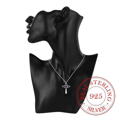 Hot Silver Creative Zircon Crystal Necklace Fine Jewelry Birthday Gifts 925 Sterling Silver Cross Pendant Necklace for Women Men