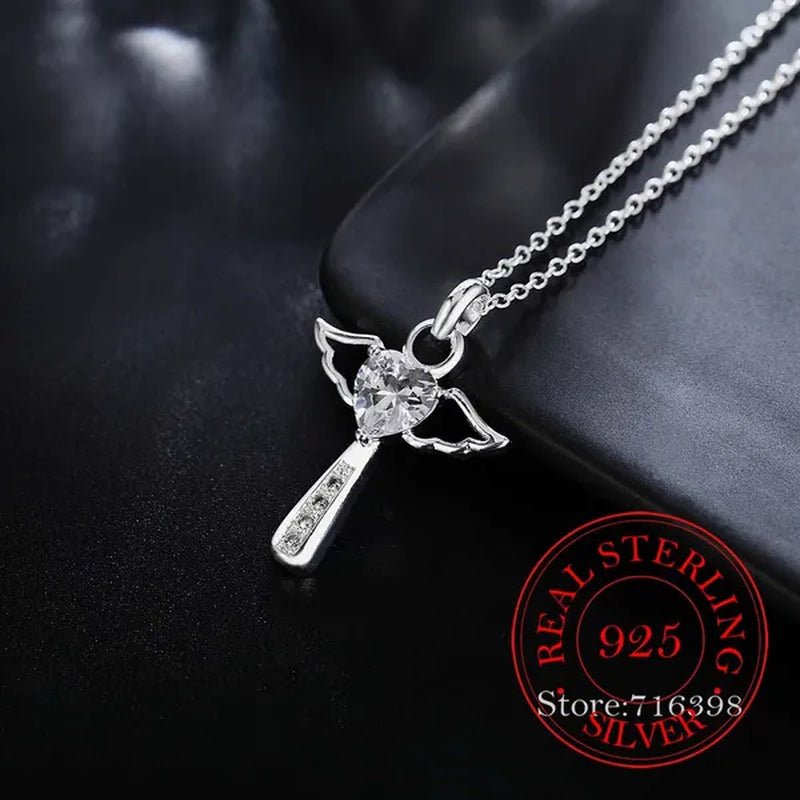 Hot Silver Creative Zircon Crystal Necklace Fine Jewelry Birthday Gifts 925 Sterling Silver Cross Pendant Necklace for Women Men