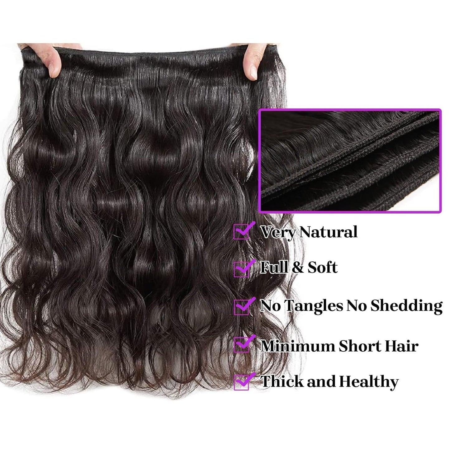 Human Hair Bundles Body Wave 14 Inch Bundles Human Hair 1 Bundles 100% Unprocessed Brazilian Virgin Human Hair Bundles Deals Human Hair Extensions for Natural Black Color